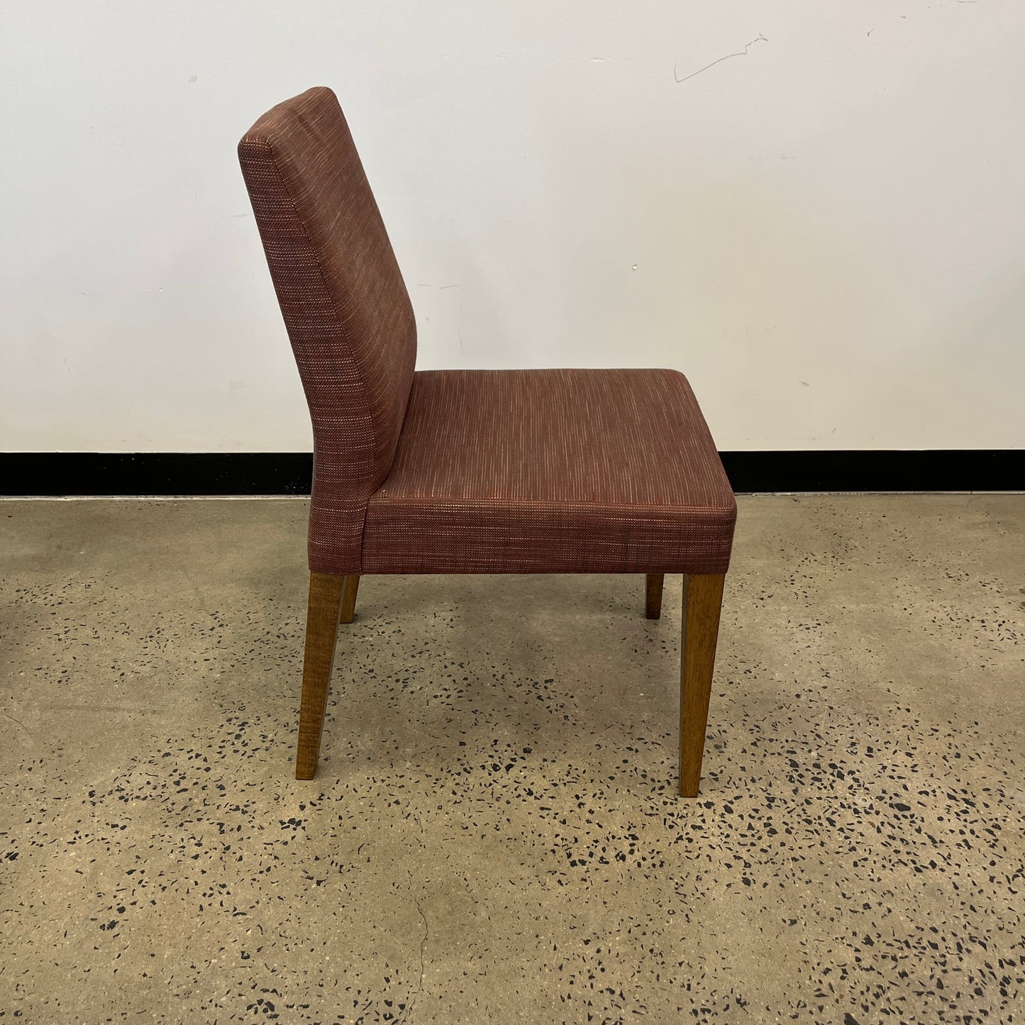Red Upholstered Chair with Wooden Legs