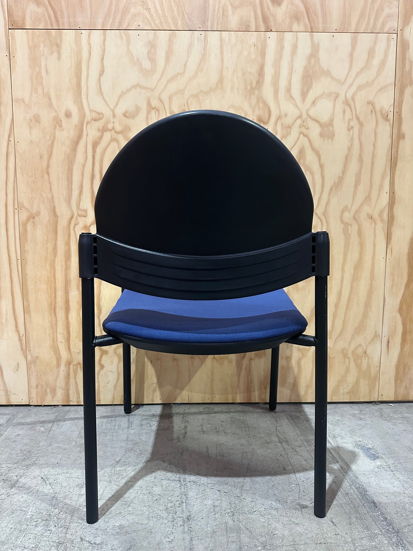 Mark Perry Blue Upholstered Waiting Chair with Black Legs