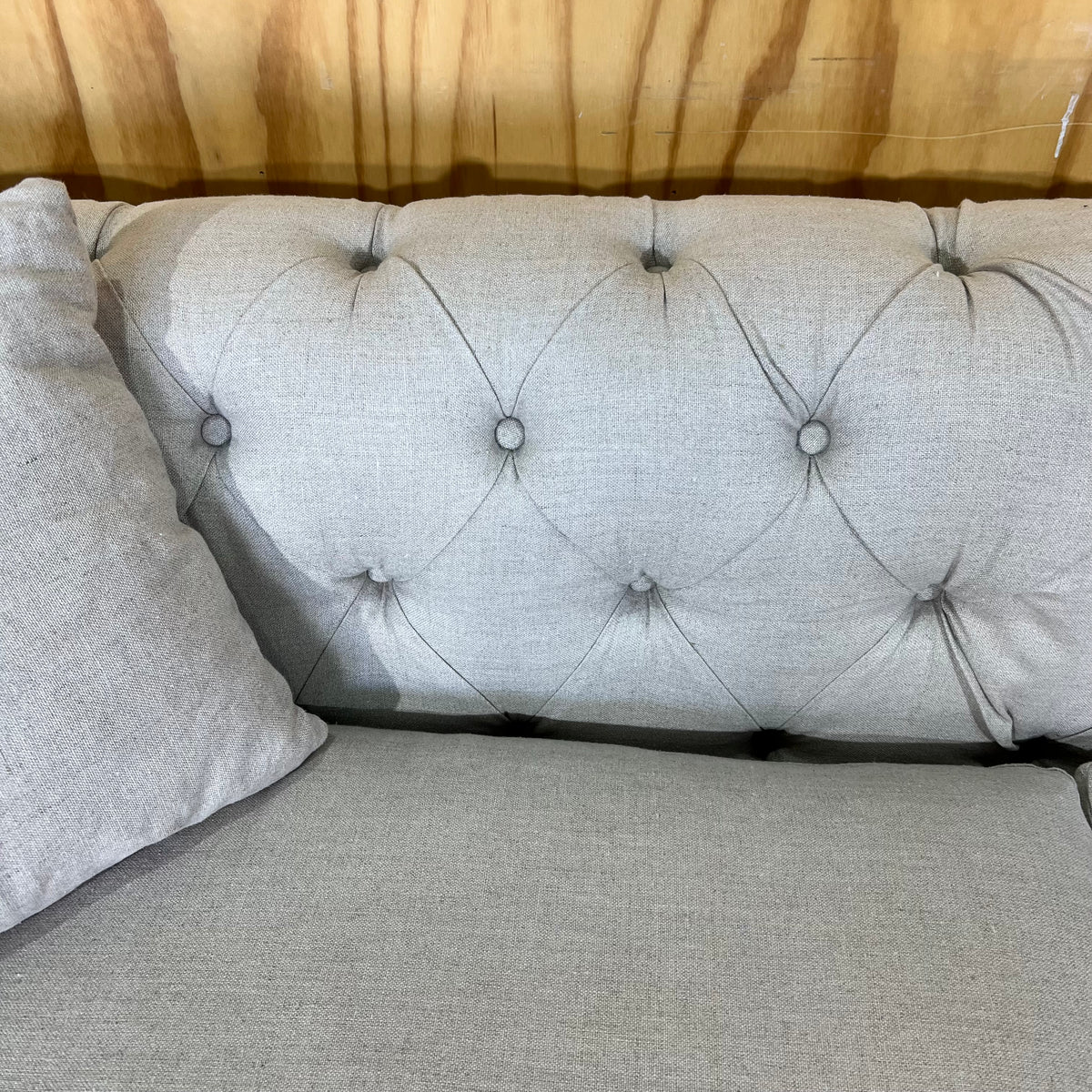 Natural Linen Chesterfield Style Couch/Sofa
