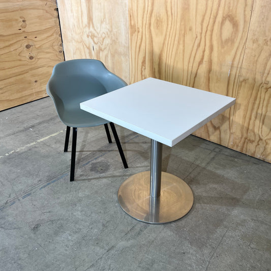 White Square Cafe Table on Chrome Base