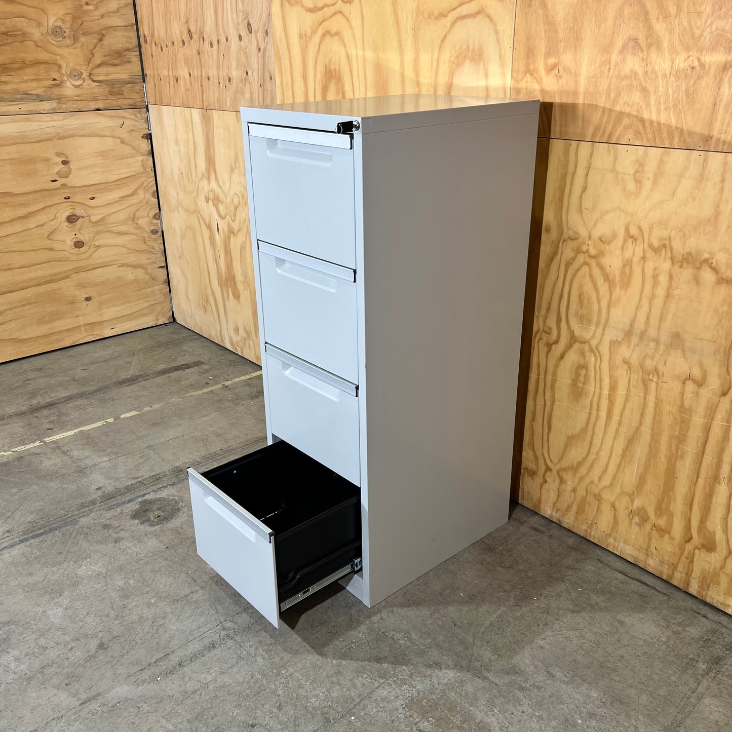 Grey Metal Four Drawer Filing Cabinet