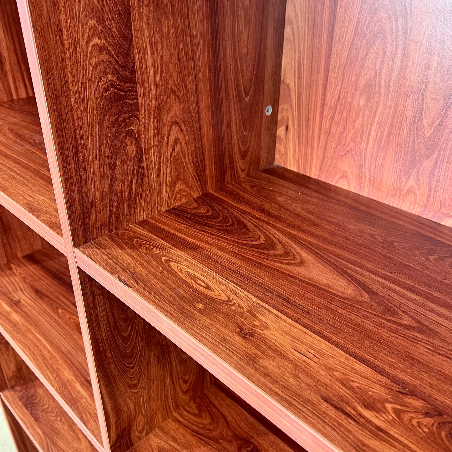 Large Dark Timber Veneer Double Bookshelf