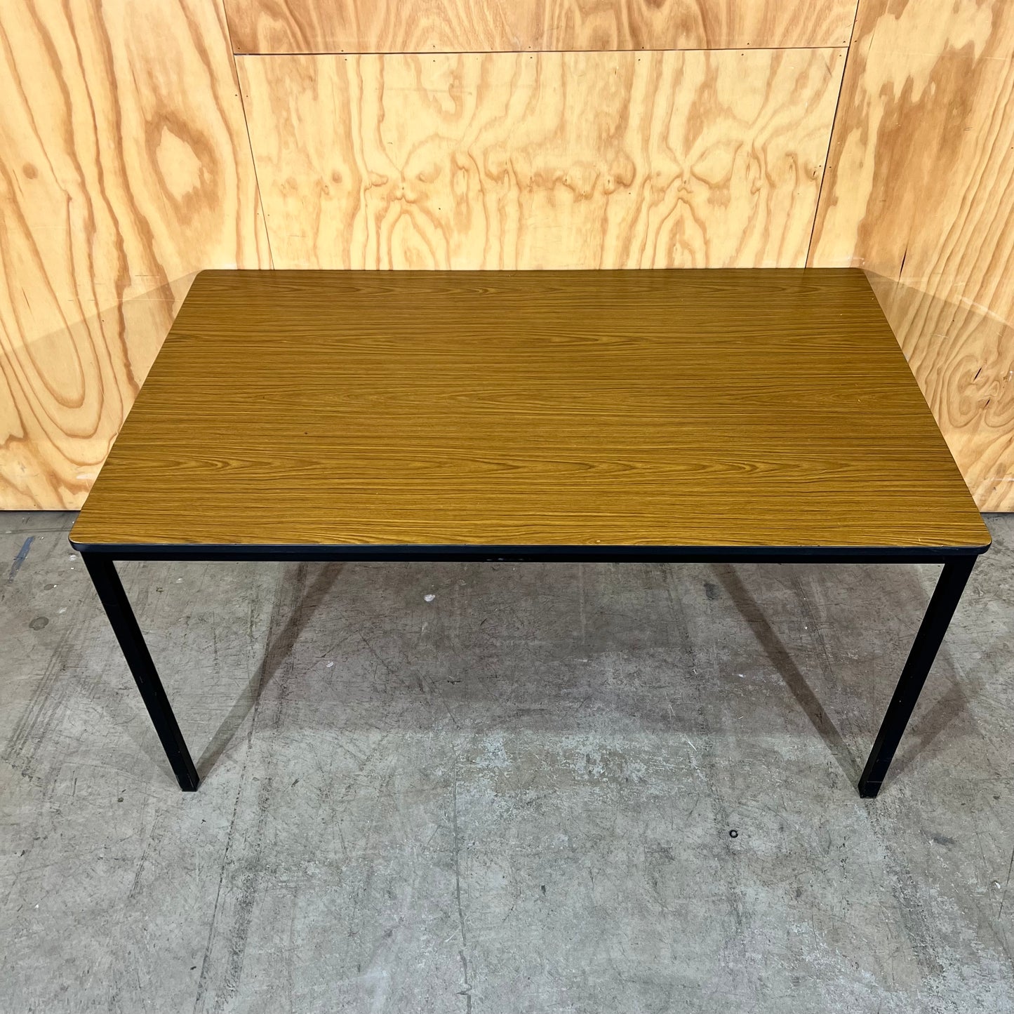 Timber Laminate Table with Black Metal Frame