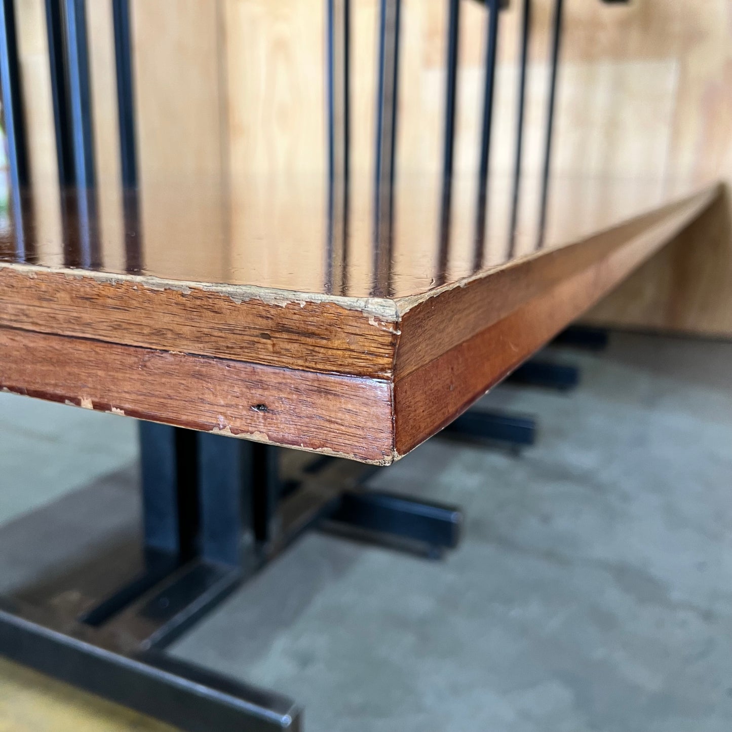 Custom Timber and Steel Boardroom Table with Integrated Overhead Lighting