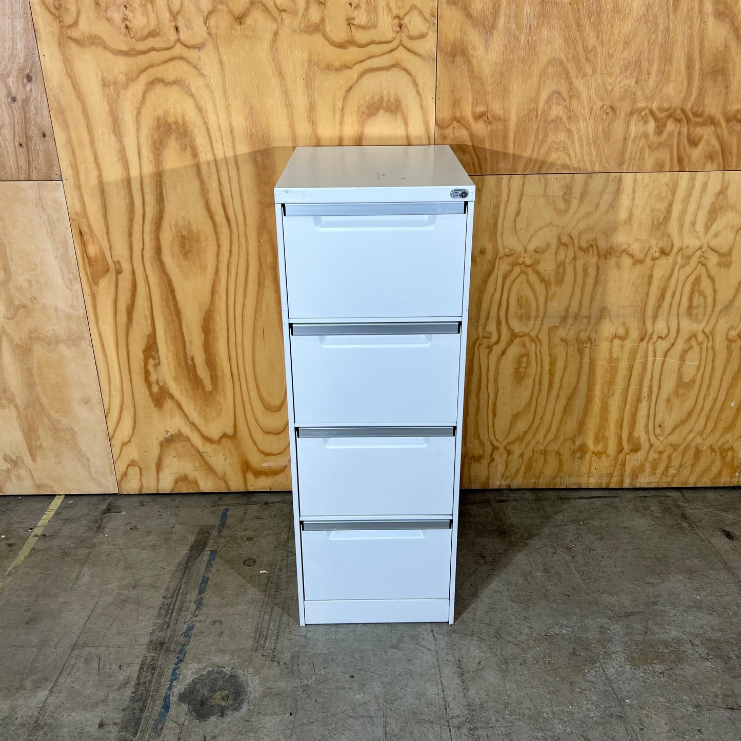 White Metal Four Drawer Filing Cabinet