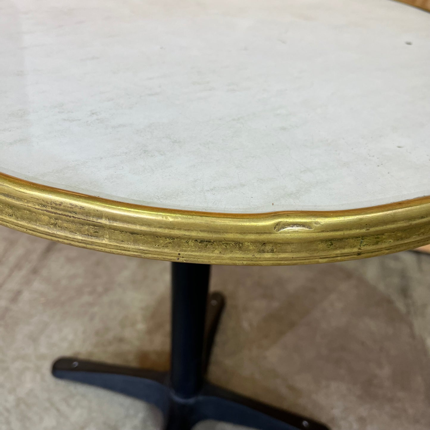 Round Cafe Table with Brass Trim