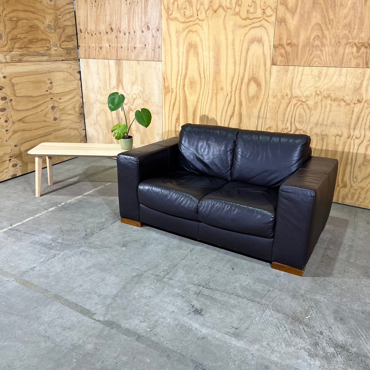 Leather 2 Seater Sofa in Black and Dark Brown
