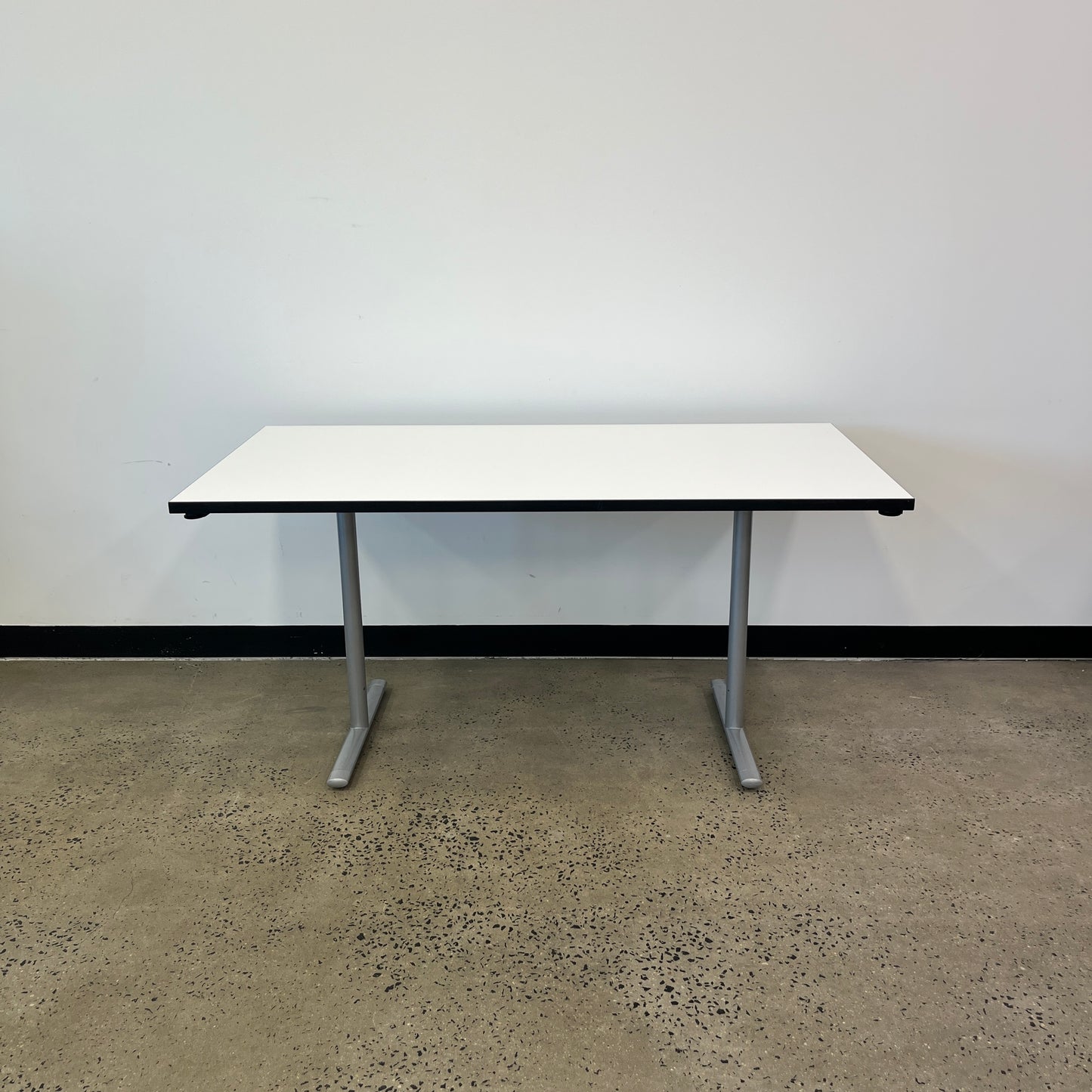 White Flip Table Black Trim on Castors