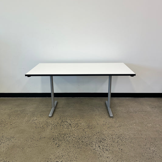 White Flip Table Black Trim on Castors