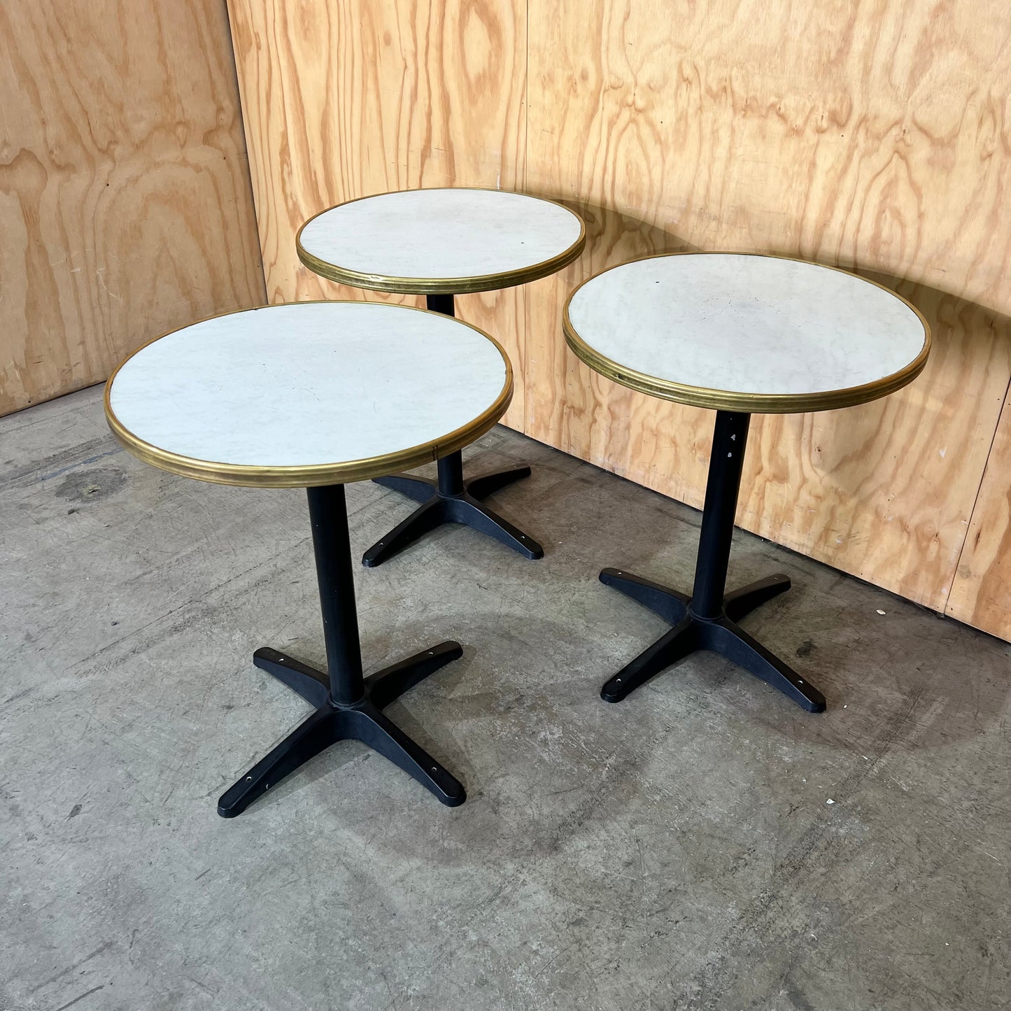 Round Cafe Table with Brass Trim