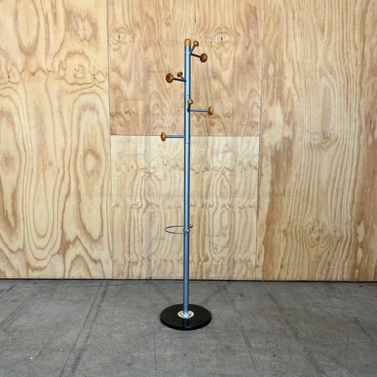 Grey Metal Coat Rack with Timber Knobs