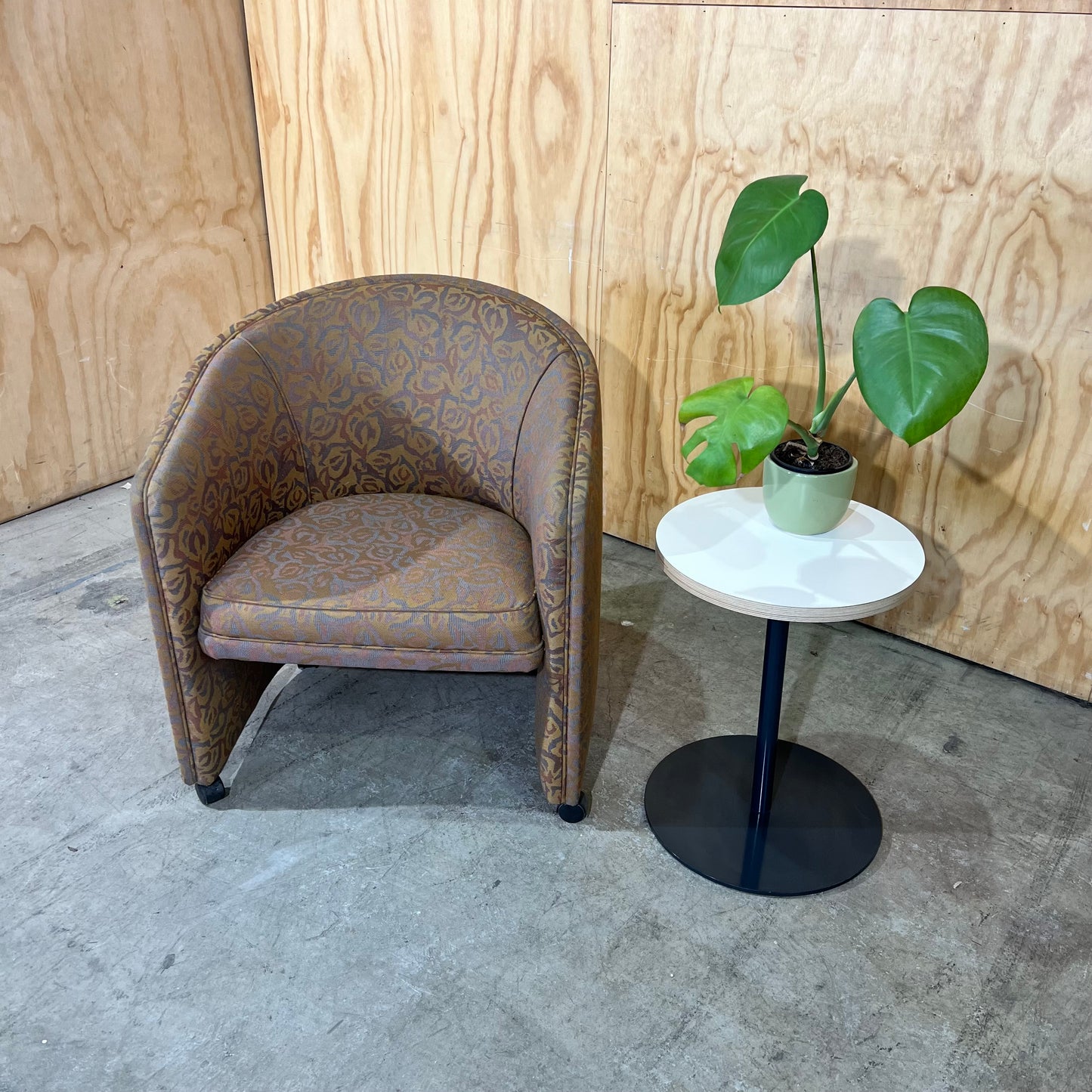 Upholstered Gold Deco Print Tub Chairs