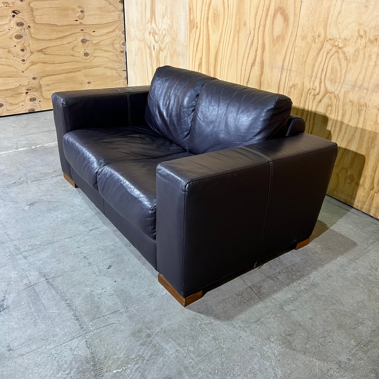 Leather 2 Seater Sofa in Black and Dark Brown