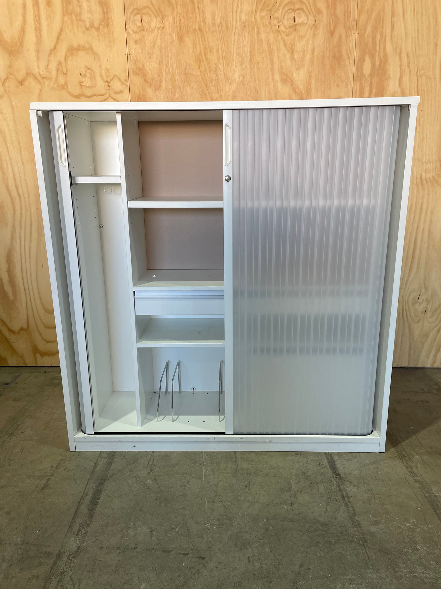 Tambour with Double Doors White