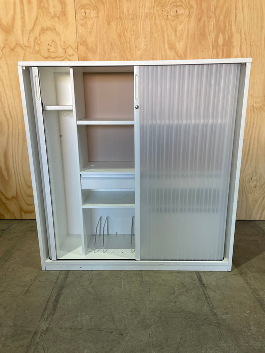 Tambour with Double Doors White