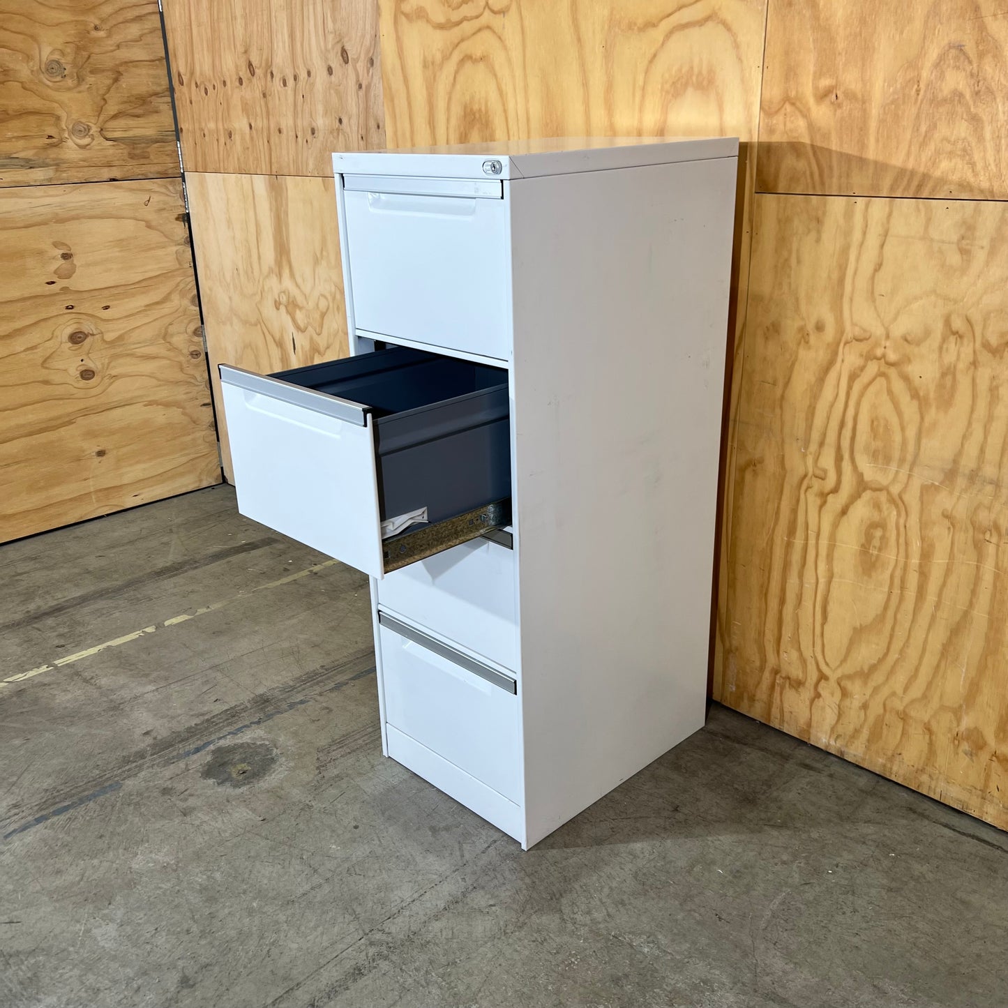 White Metal Four Drawer Filing Cabinet