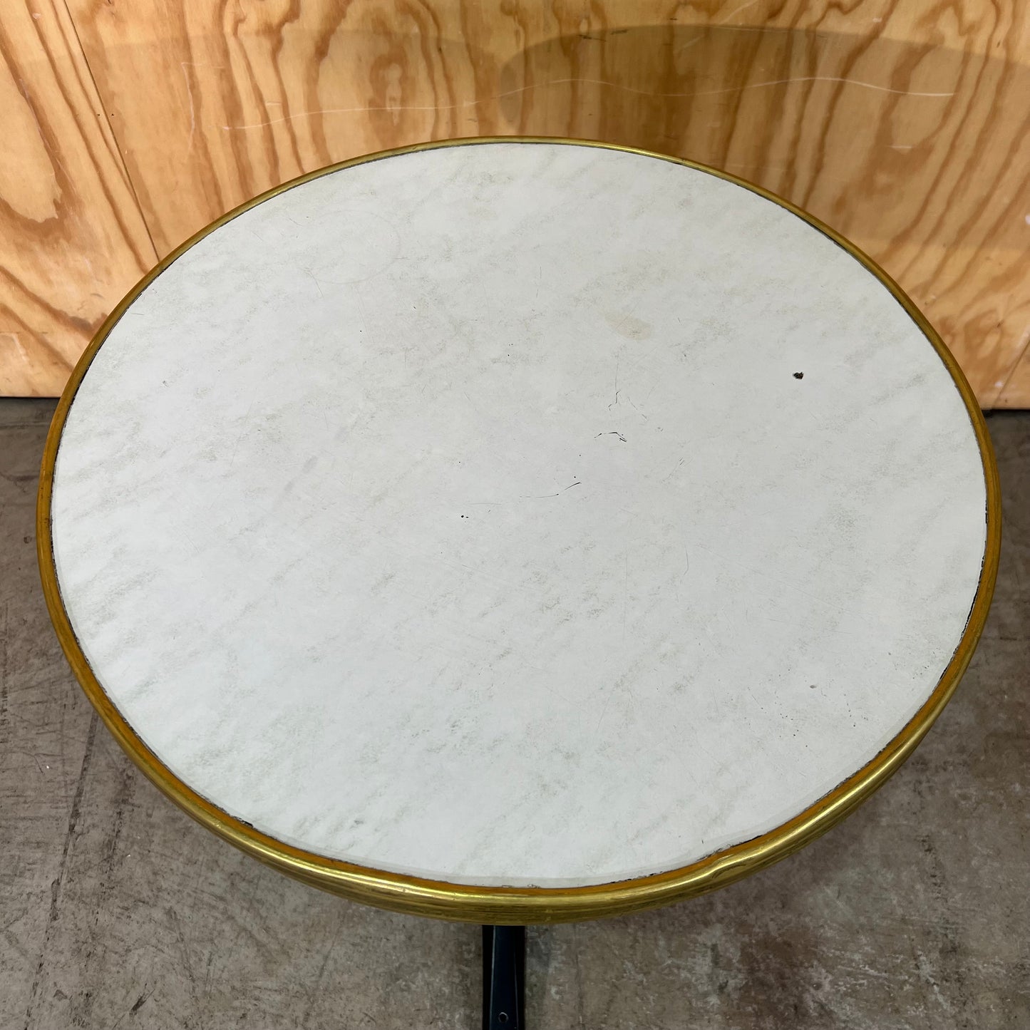Round Cafe Table with Brass Trim