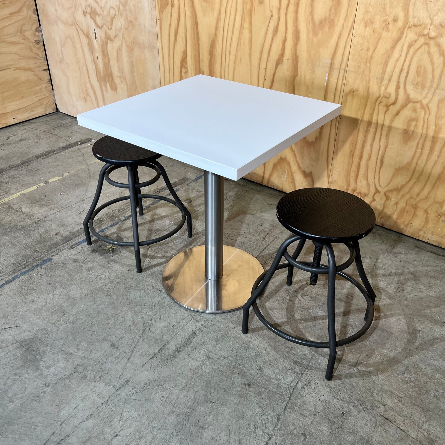 White Square Cafe Table with Chrome Base