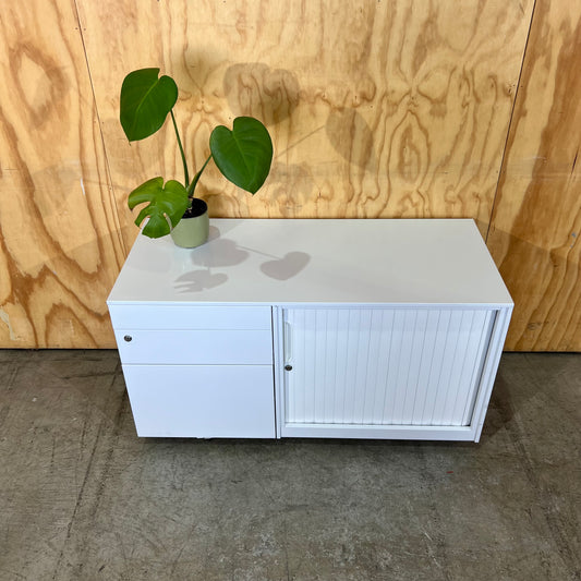 Krost White Drawer Caddy with Tambour Door - No keys