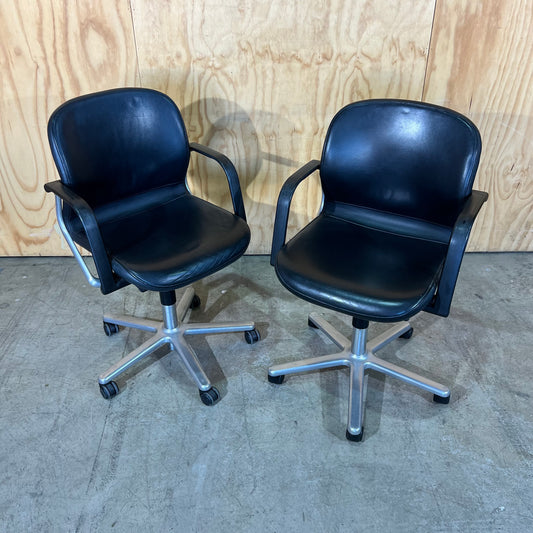 Wilkhahn FS 211/8 Black Leather Swivel Chair