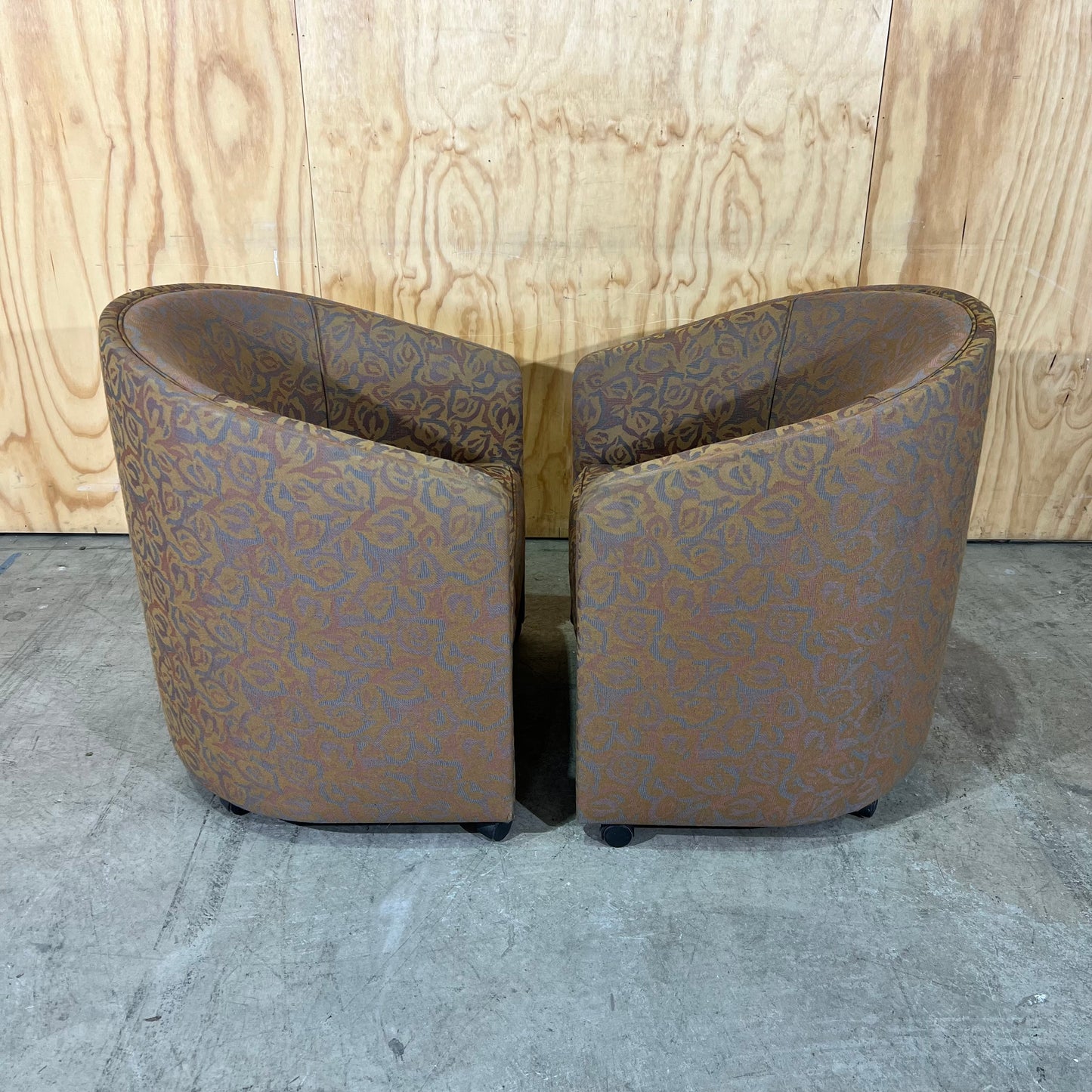 Upholstered Gold Deco Print Tub Chairs