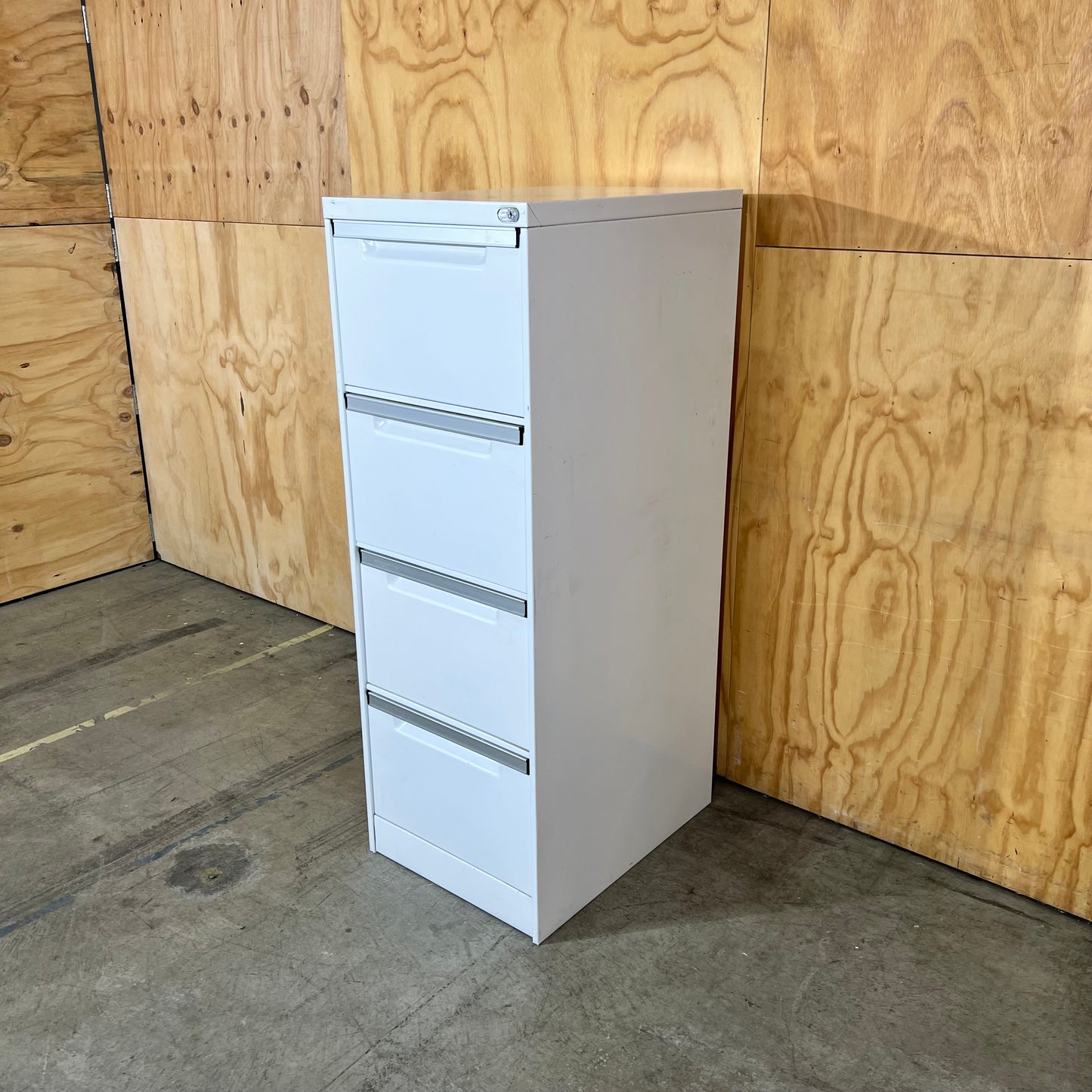 White Metal Four Drawer Filing Cabinet