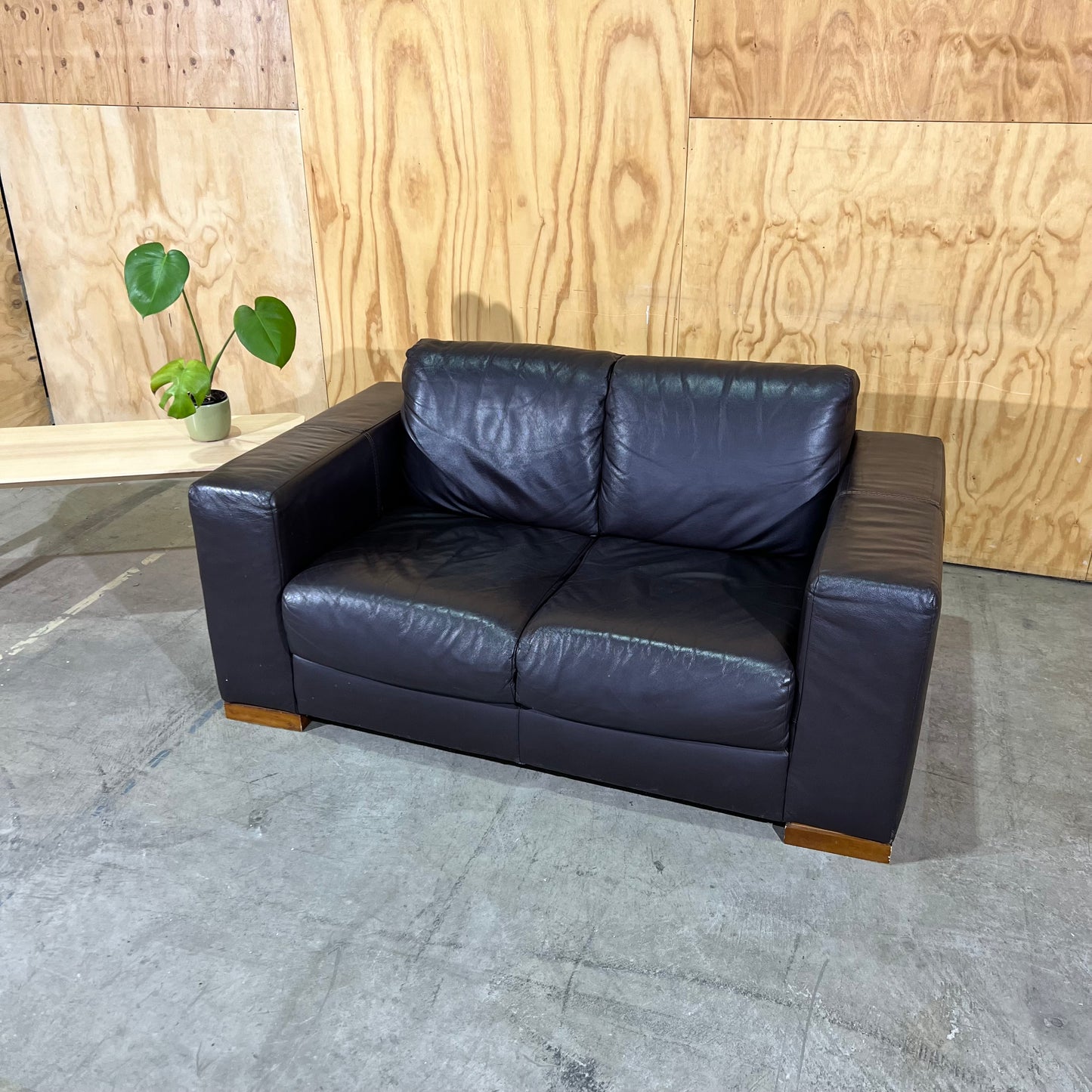 Leather 2 Seater Sofa in Black and Dark Brown