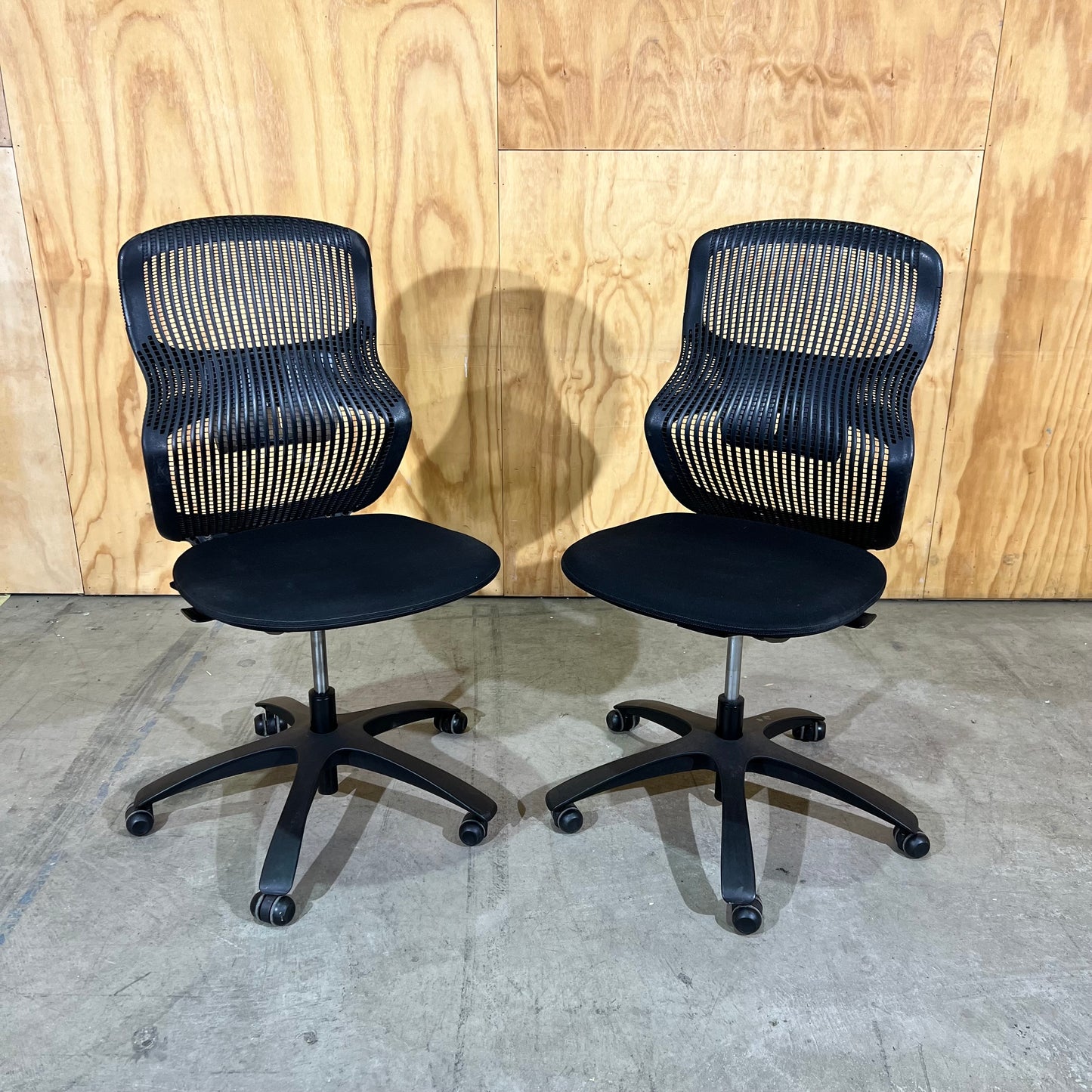 Black Mesh Task Chairs on Wheels