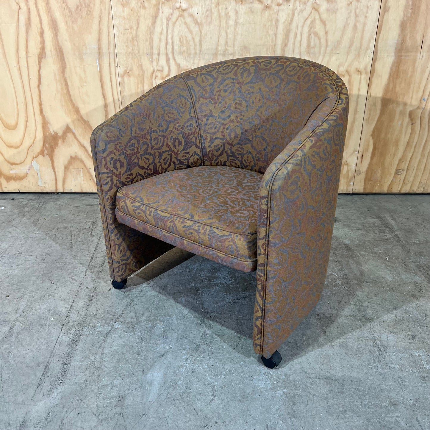 Upholstered Gold Deco Print Tub Chairs