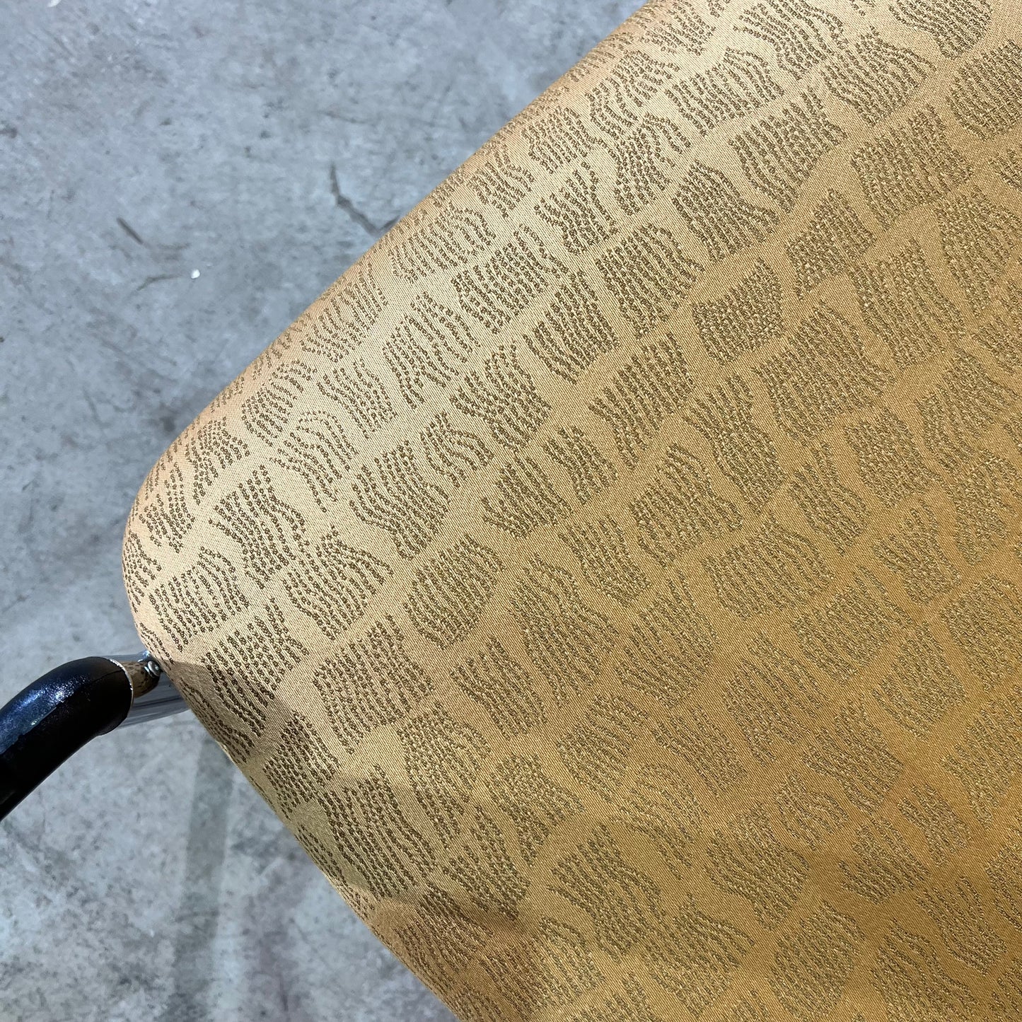Gold Upholstered Sled Chair with Arms