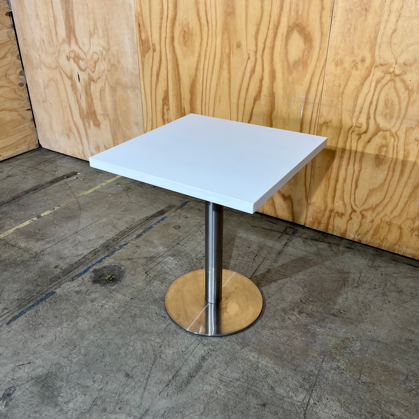 White Square Cafe Table with Chrome Base