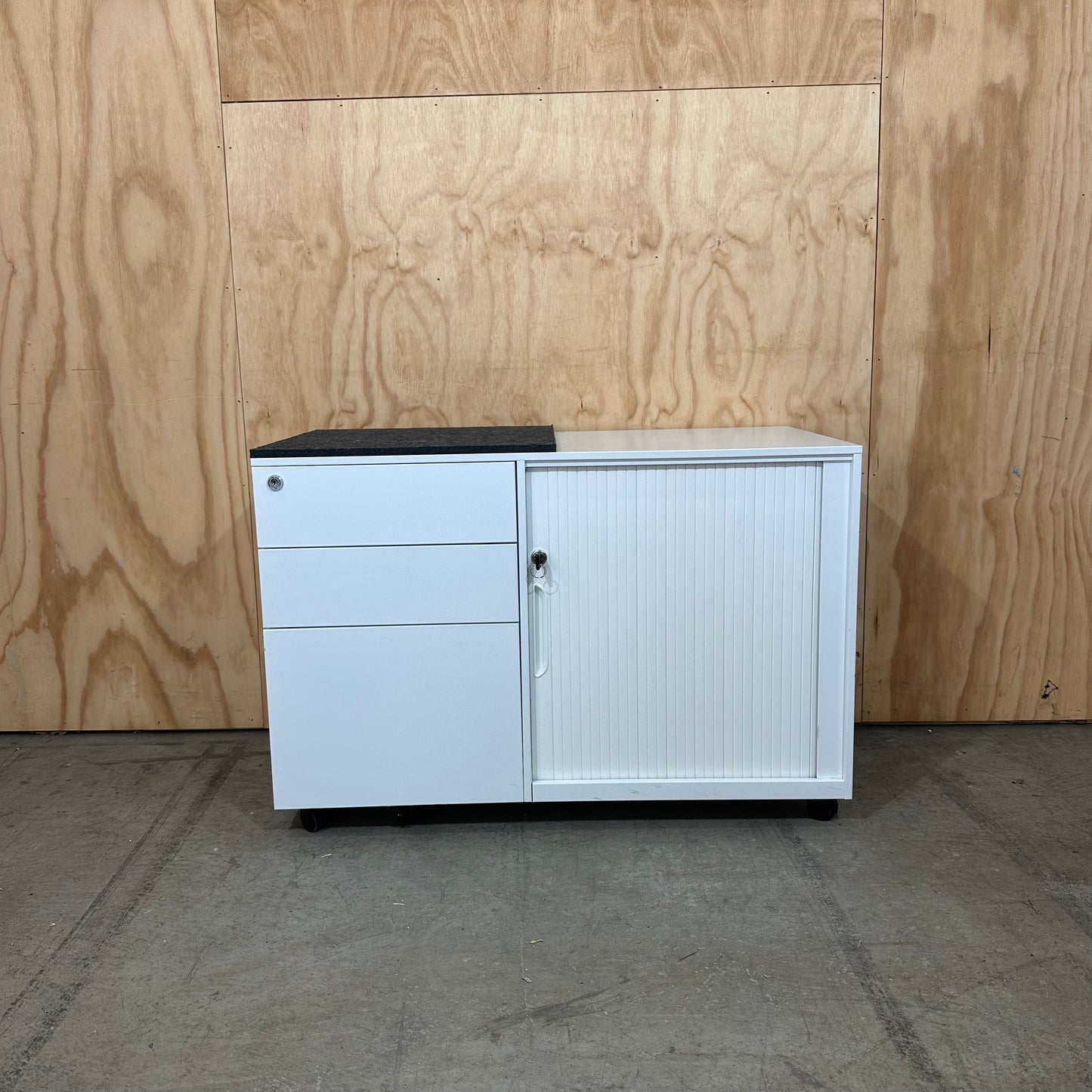 White Three Drawer Tambour Caddy
