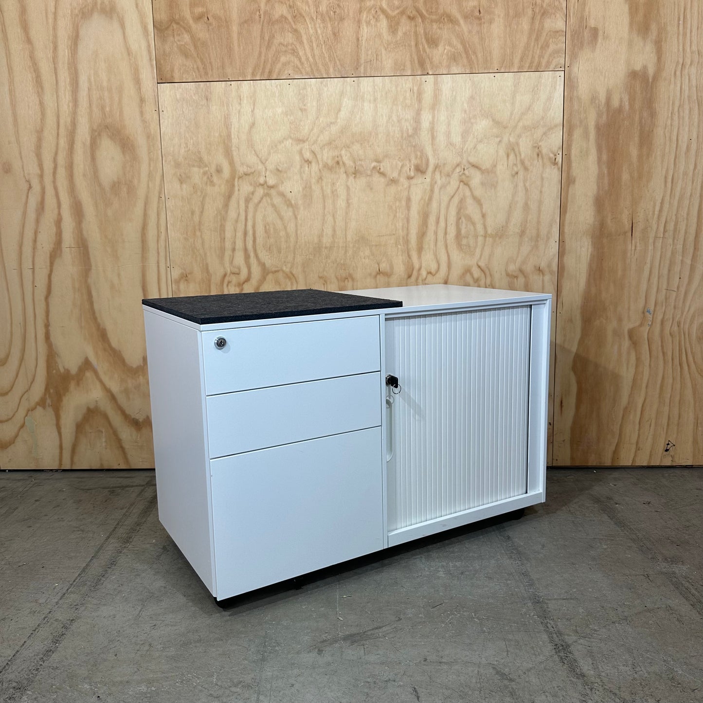 White Three Drawer Tambour Caddy