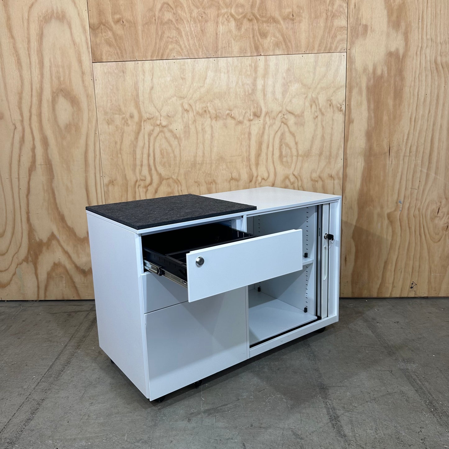 White Three Drawer Tambour Caddy