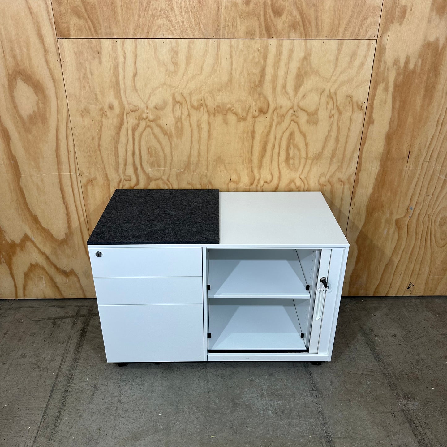 White Three Drawer Tambour Caddy