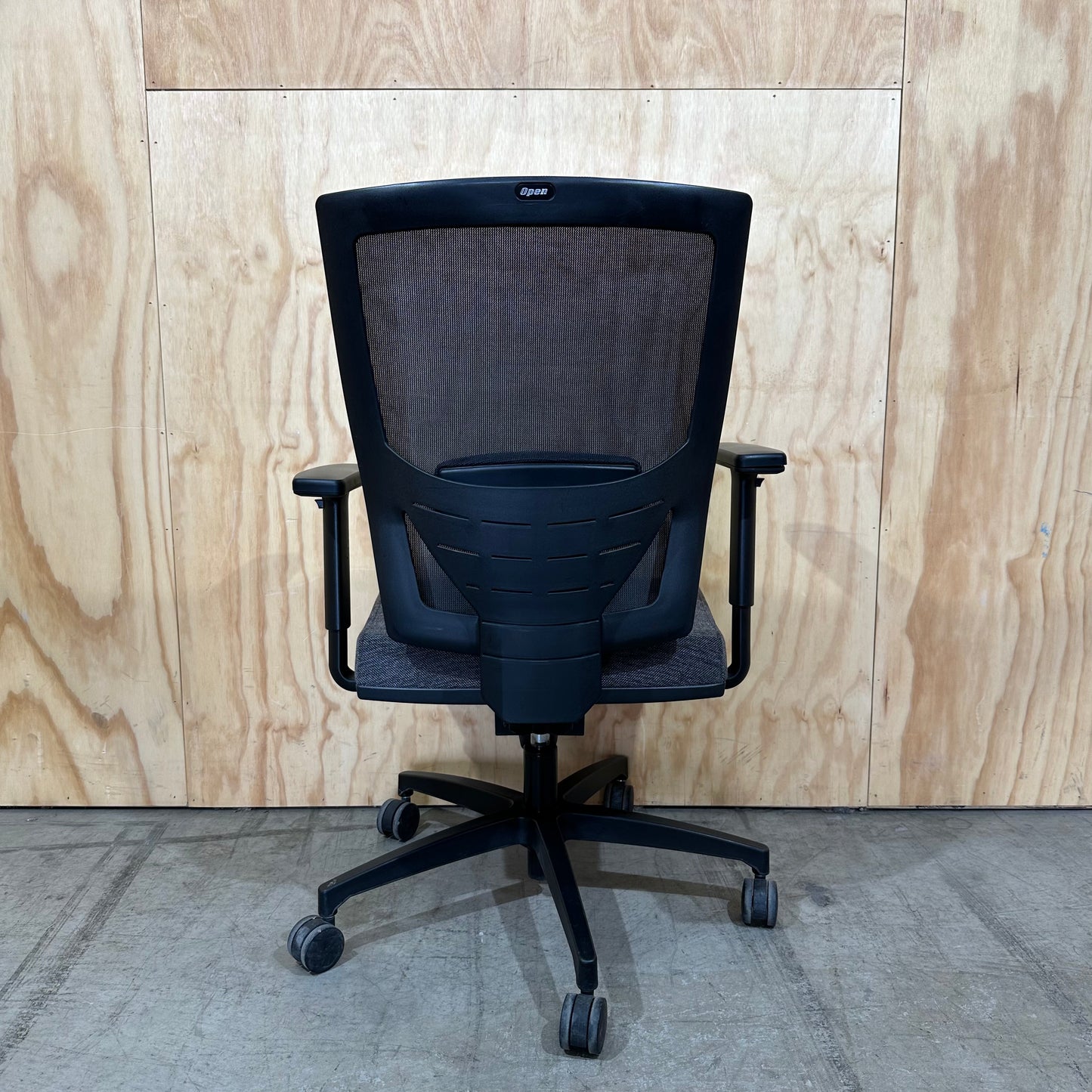 Open Task Chair by Topstar with grey upholstered seat