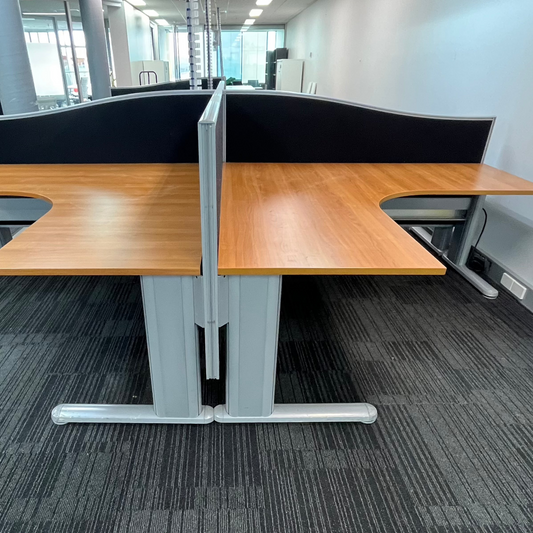 Corner Desk in Timber Veneer with Partition