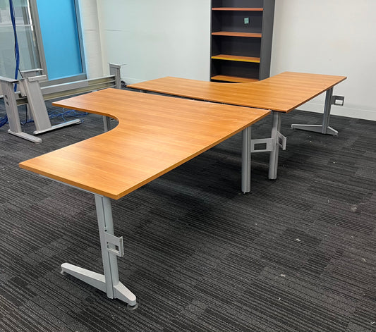 Corner Desk in Timber Veneer with Partition