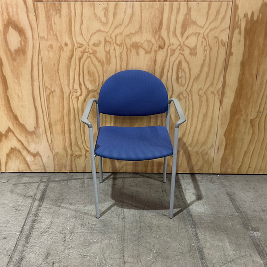Blue Waiting Room Chair with Grey Legs and Arms