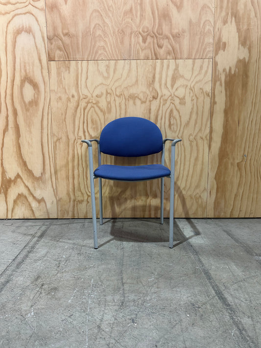 Blue Waiting Room Chair with Grey Legs and Arms