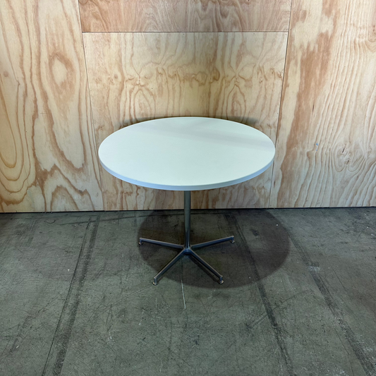 White Round Meeting Table on Chrome Base