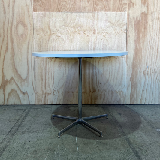 White Round Meeting Table on Chrome Base