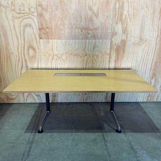 Thinking Works I.AM Timber Topped Desk with Cable Management on Chrome Legs