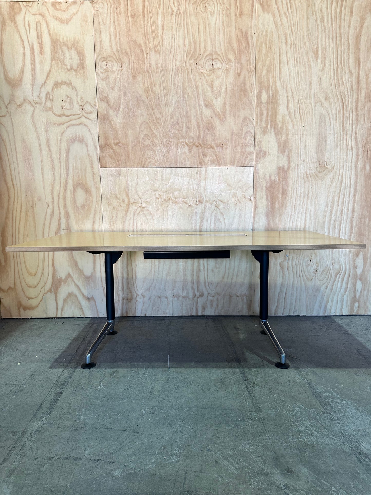 Thinking Works I.AM Timber Topped Desk with Cable Management on Chrome Legs