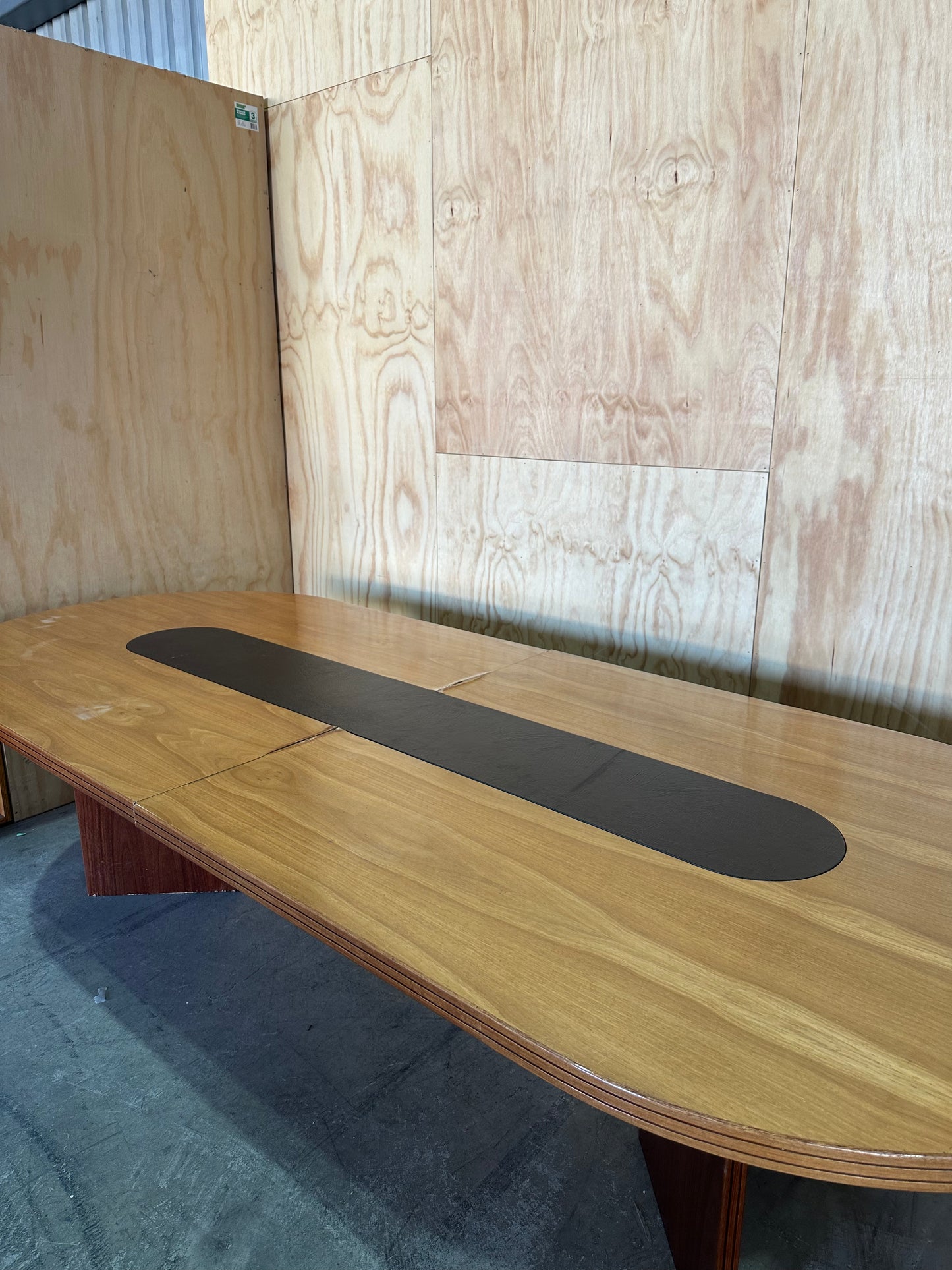 Timber Boardroom Table with Leather Inlay