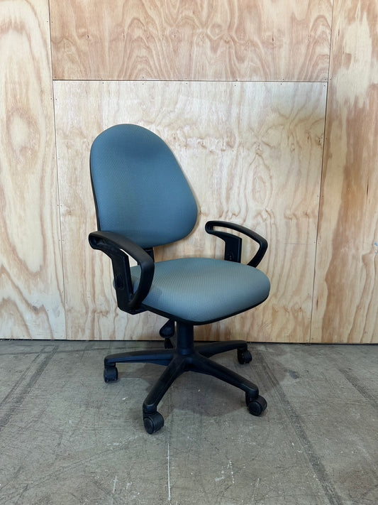 Green fabric covered office chair