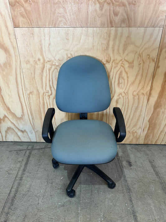 Green fabric covered office chair