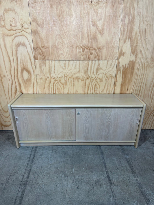 Wood veneer credenza with sliding doors