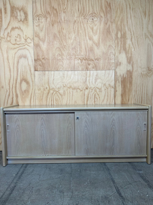 Wood veneer credenza with sliding doors