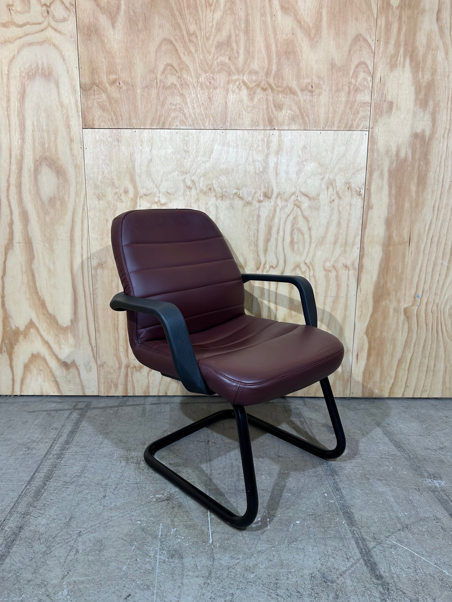BULK BUY: Maroon Leather Sled Chair